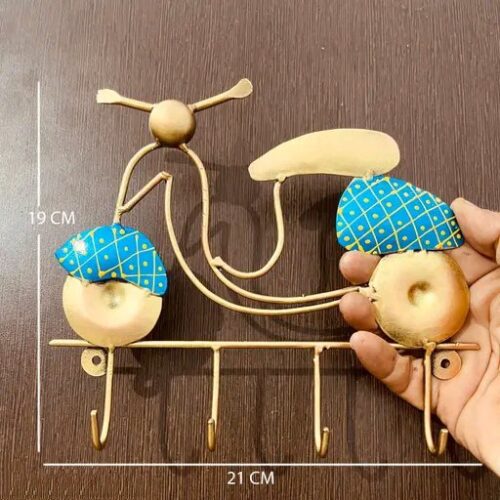 "Vintage Scooter Metal Key Holder – Handcrafted Wall Hanging with Stylish Hooks" - Image 3